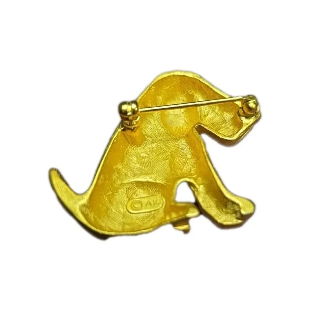 Anne Klein Gold Tone Dog Brooch Pin, Signed